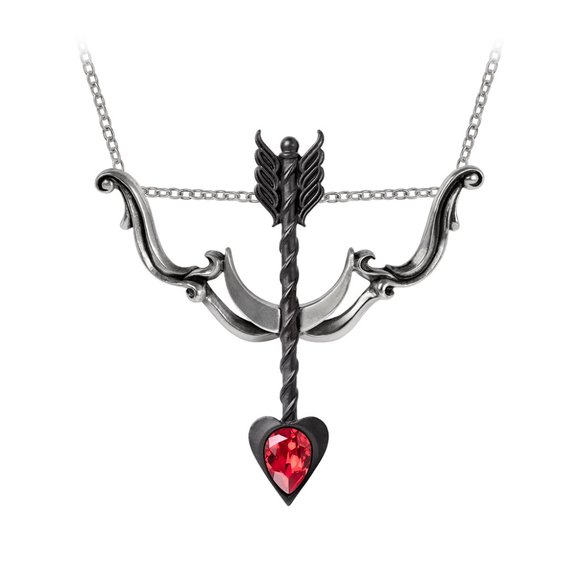 Alchemy Gothic Desire Moi Necklace Cupid's Bow & Arrow Red Crystal NWT - Picture 2 of 4